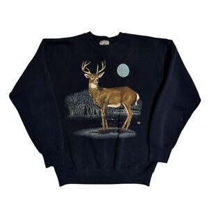 Vintage Lee Deer Stag Sweatshirt Mens Size M Navy Sturdy Sweats 80's Crewneck